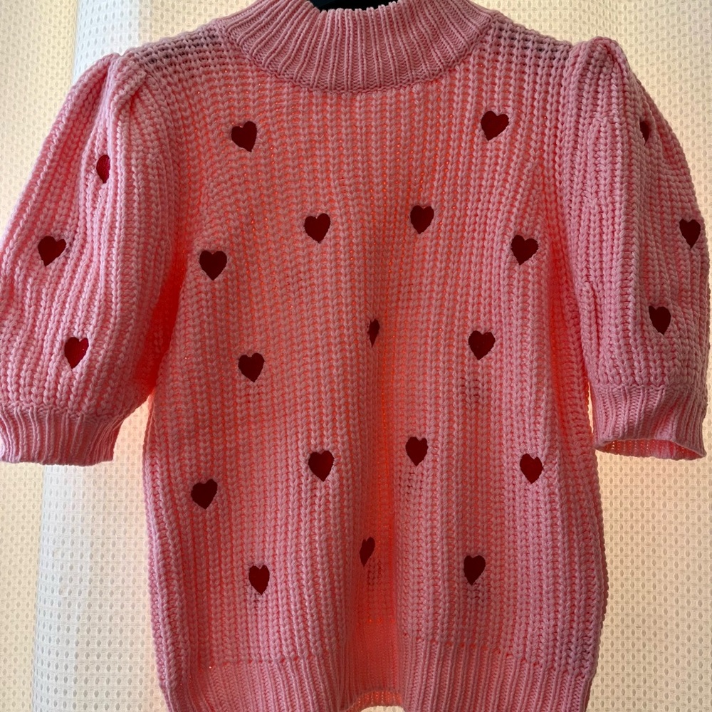 English Factory Pink Heart Patterned Turtleneck Sweater